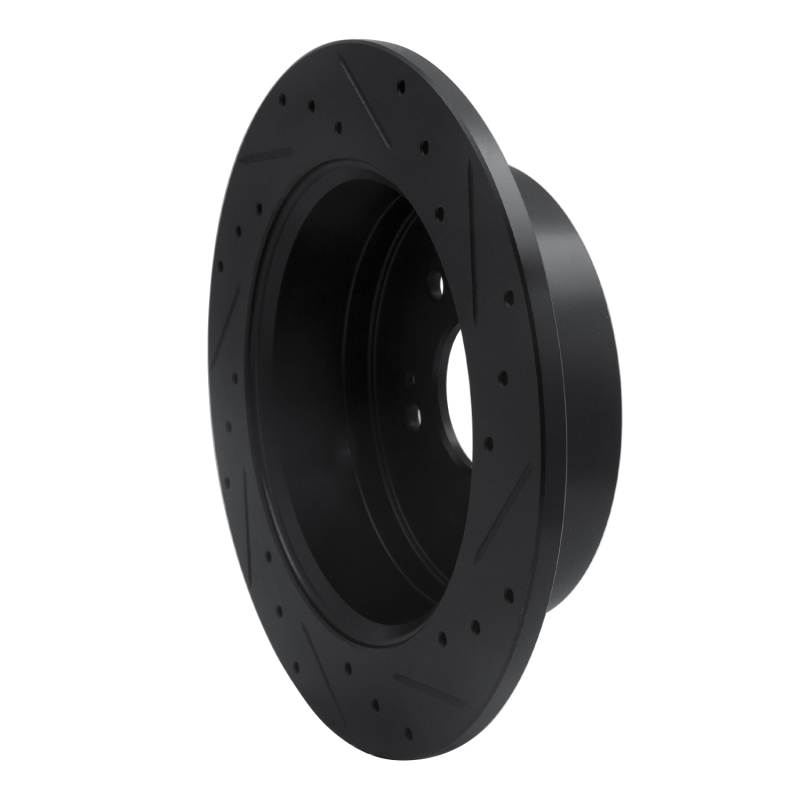 Hyundai Santa Fe Brake Rotor (1) - Rear Left - R1 Concepts - Drilled & Slotted - Black - `07-`09